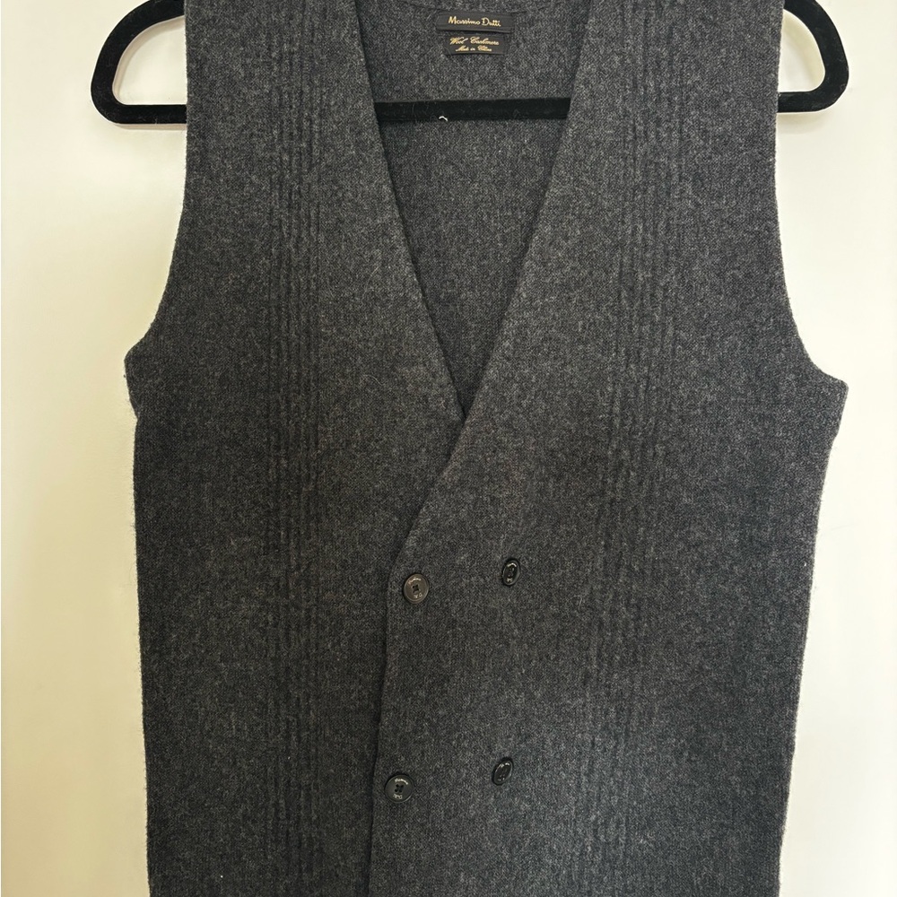 Massimo Dutti Charcoal Wool Cashmere Blend vest